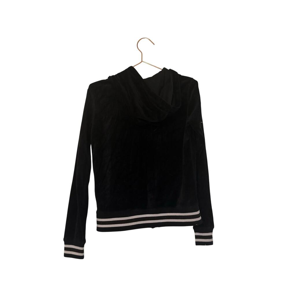 Betsey Johnson velour black zip jacket with pockets size small - Picture 2 of 5